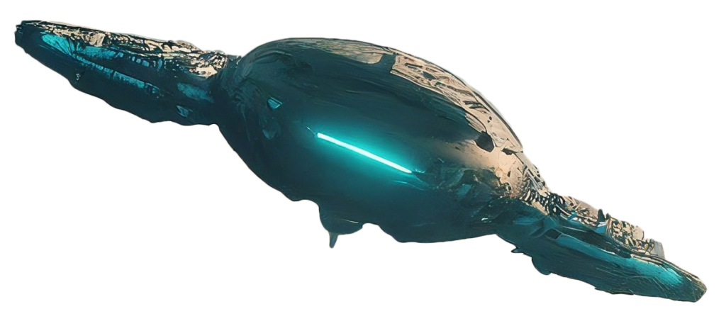 Genesis spaceship with light blue lights